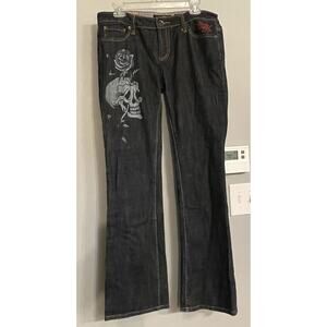 Ed Hardy By Christian Audigier Jeans Boot Cut Denim Tattoo Art Y2K Size 31